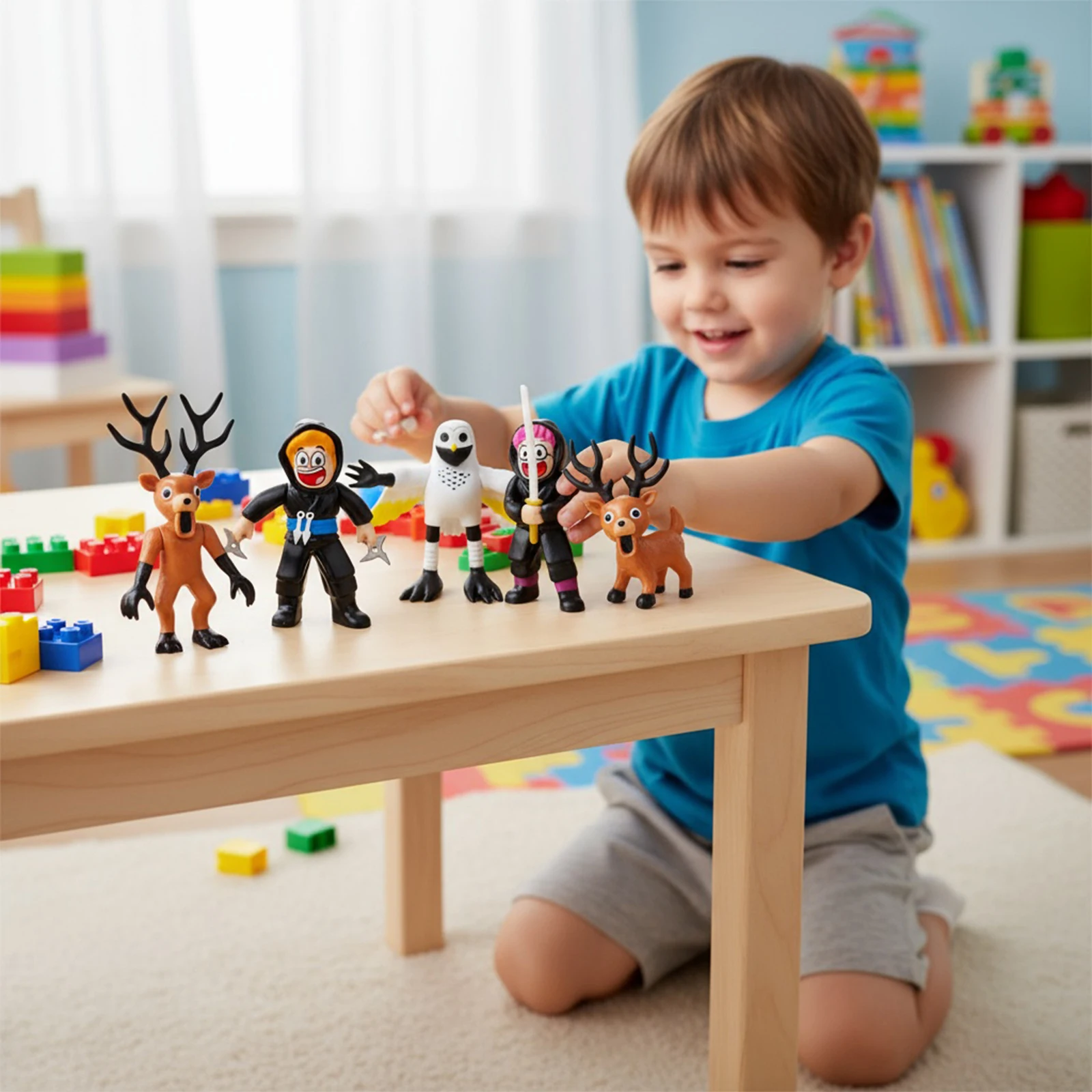 5/10개 사슴 부엉이 염소 피규어 데스크탑 모델 장식품 장난감 PVC 모델 장식품 게임 팬 어린이 수집가 홈 데코