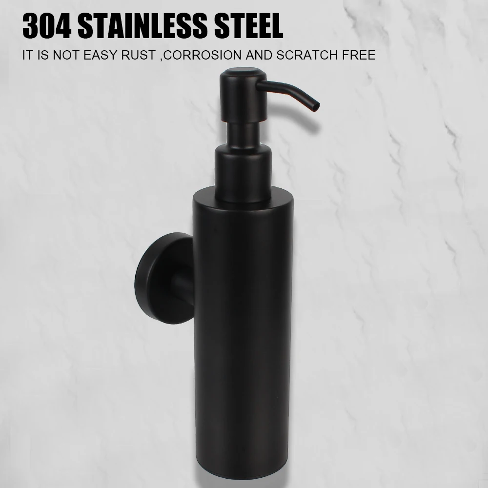

Soap and Lotion Dispenser Bathroom Accessories Black Hand Press Wall Mounted Tower Shampoo Dispensers Stainless Steel