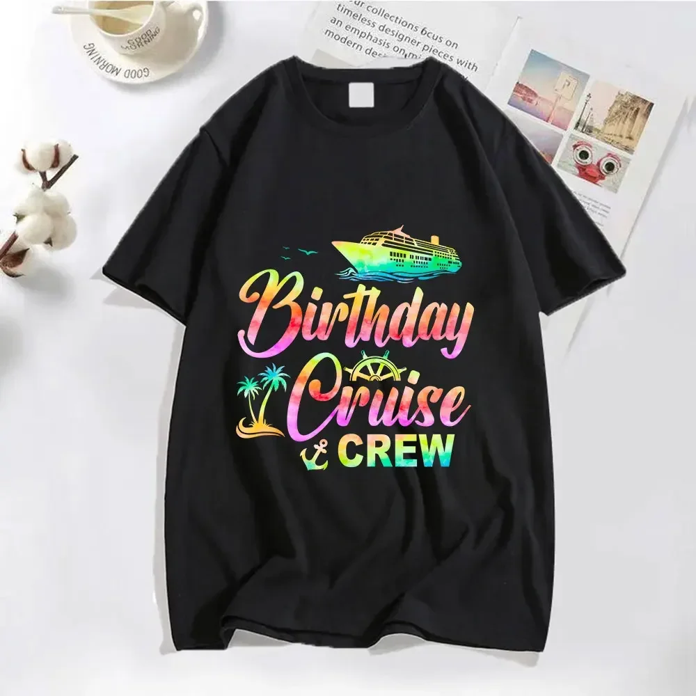 Geburtstag Cruise Crew T Shirt für Frauen Mode Y2k Grafik Druck Tops Casual Kurzarm T-shirts Harajuku 90er Jahre Ulzzang Streetwear