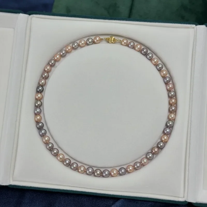 

Ожерелье из натурального жемчуга Grace 8-9 мм, бесплатная доставка для женщин, ожерелье из бисера, ювелирные изделия из серебра 925 пробы, свадебные подарки