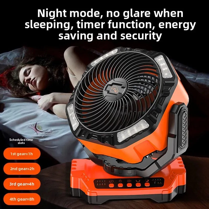 For Luansheng D13 20000mAh Camping Fan 270° Oscillating 60H Battery Remote Control LED Light Portable