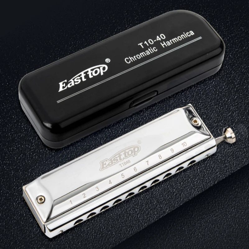 Easttop Chromatic Harmonica T10-40 Membrane-Free Washable Key of C for Professional Player Beginner Gaita Music Instruments