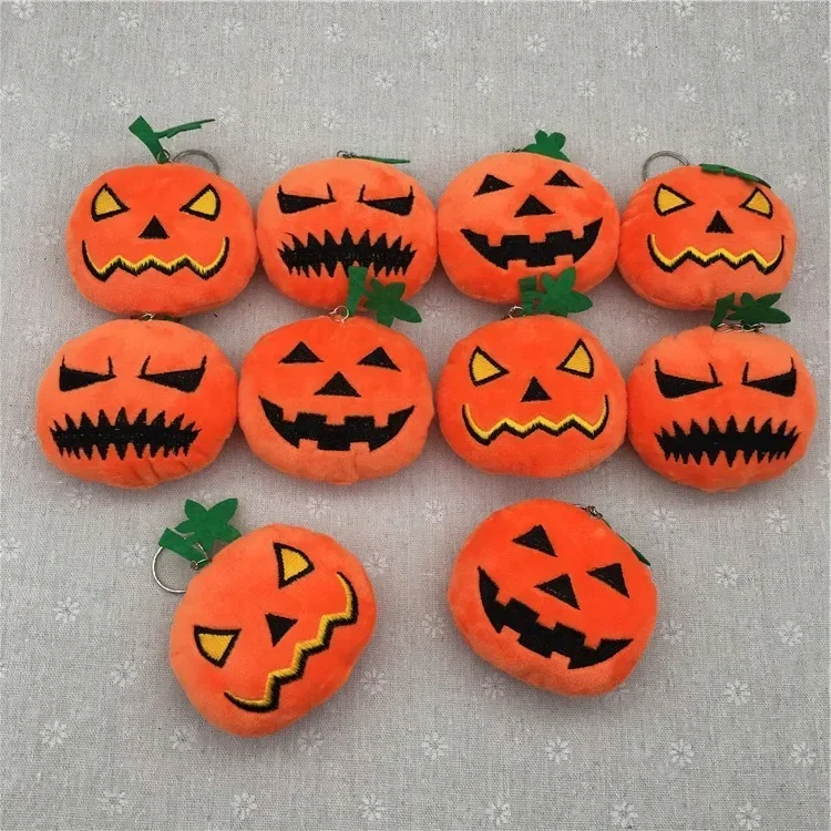 Halloween Dolls Funny Pumpkin Soft Stuffed Plush Toys Hobbies Key Chain Cute Delicate Bag Decoration Great Festival Gift for Kid