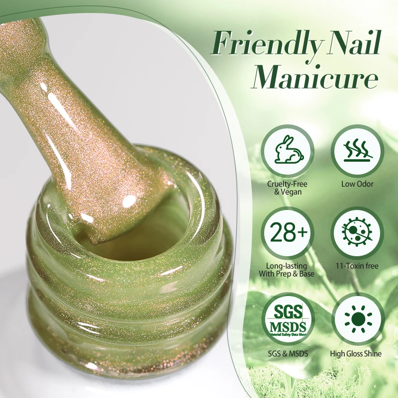 BORN PRETTY 10 ml grüne Farbe Katze magnetischer Gel-Nagellack Ultra Shine Semi Permanent Soak Off UV Gel Maniküre Nail Art Lack – Detail 6