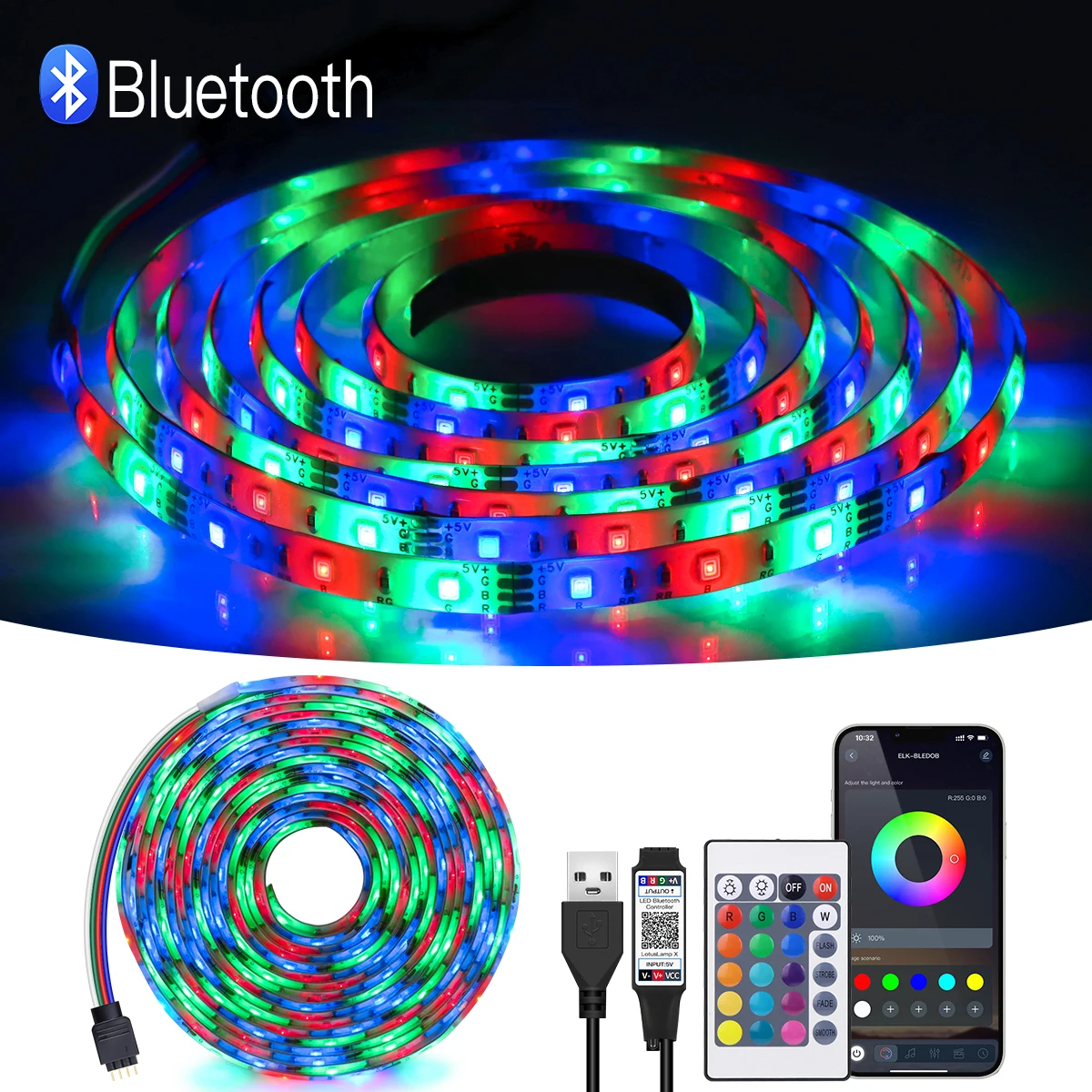 

Smart Bluetooth USB LED Strip Lamp DC 5V TV Backlight Decoration Lighting 2835SMD RGB LED Lights Room Decor Colorful Lighting