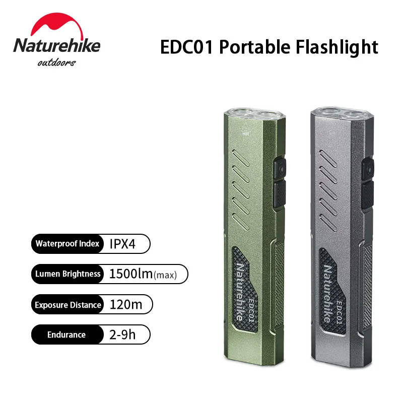 Naturehike 1500lm High Brightness Flashlight Emergency Outdoor Camping Light Portable Waterproof Rechargeable Flash Light EDC01