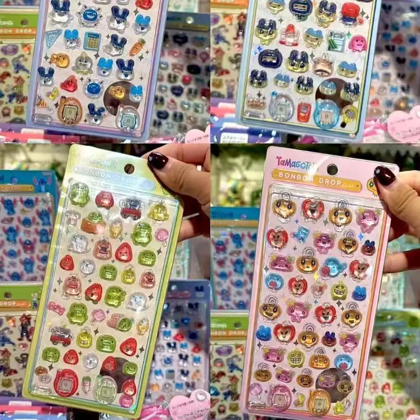4 pegatinas 3D de dibujos animados de Tamagotchi, pegatinas para álbumes de recortes, pegatinas para portátiles, pegatinas de sellado, regalos para álbumes de recortes, ボンボン