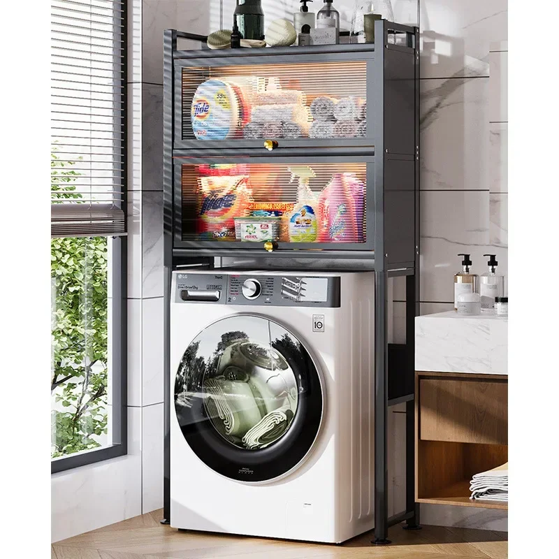 New model Toilet rack Washing machine rack Floor-to-ceiling upper toilet Storage bathroom Toilet storage cabinet with door