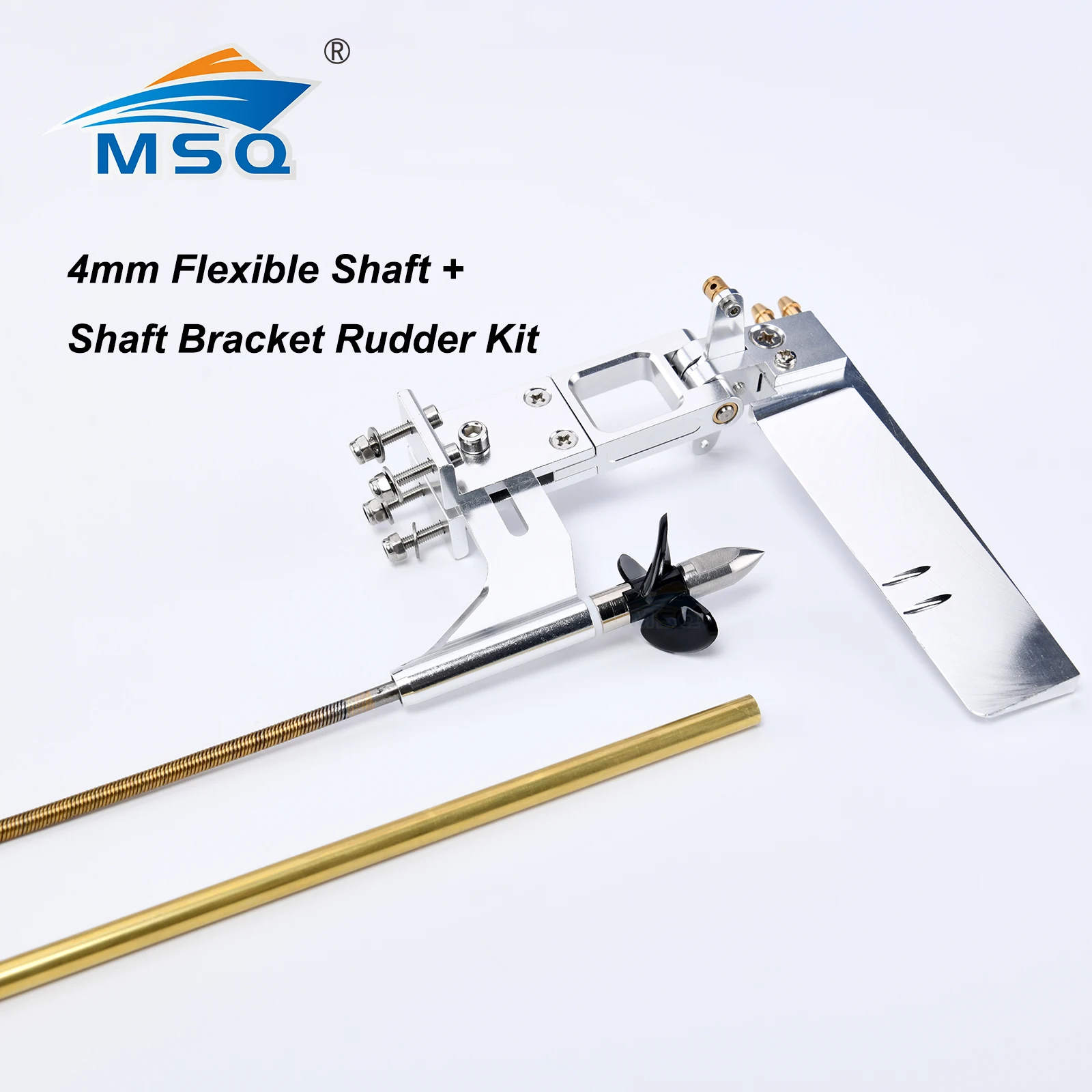 1Set RC Boat 4mm Flexible Shaft Strut Shaft Bracket With Rudder Drive Dog Prop Nut Gasket Brass Tube PTFE Pipe