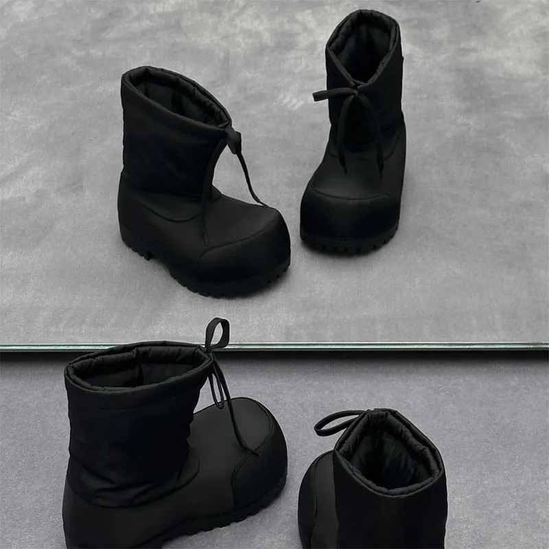 سميكة سوليد أحذية بوت قصيرة موضة العلامة التجارية زيادة رئيس كبير الثلوج الأحذية مقاوم للماء عدم الانزلاق لطيف أحذية التزلج سميكة الدافئة القطن الأحذية