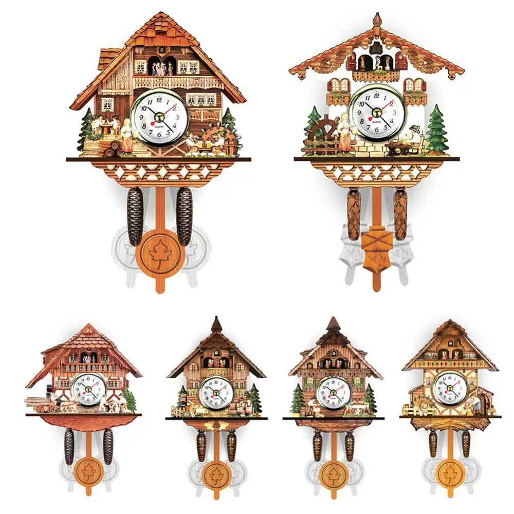 Antique Wooden Clock Hanging Cuckoo Wall Time Alarm Home Living Room Decoration