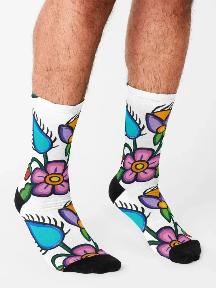 Strawberry Bloom on yellow Socks Men's retro Novelties Lots Socks For Girls Men's