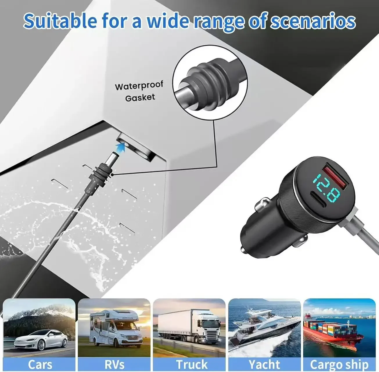 für Starlink Mini 3-in-1 Autoladegerät und DC-Stromkabel mit Zigarettenanzünderadapter, 12V-24V Digitalanzeige Autoadapter – Detail 7