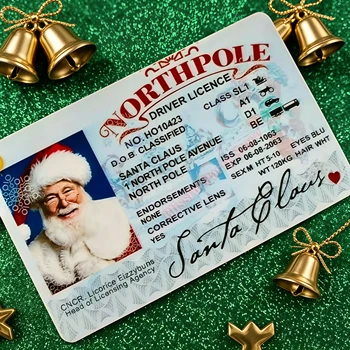Novelty Santa Claus North Pole ID Card Creative Christmas Eve Driving Flight License Card…