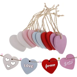 10 Pieces Small Wooden Hearts Embellishment Scrapbooking Craft with Hole DIY Wind Chimes Hanging Tags Wedding Party