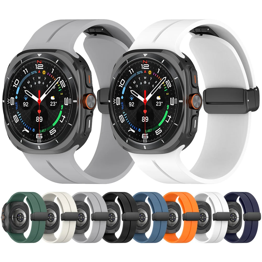 Magnética D Fivela Dobrável Pulseira Esportiva, Pulseira Silicone, Pulseira, Acessórios Pulseira, Relógio Samsung Galaxy Ultra, 47mm