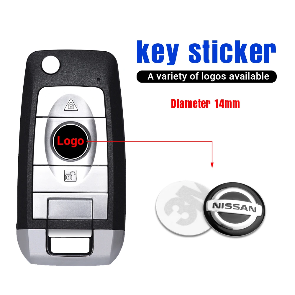 Car Key Shell Badge Sticker 3D Aluminum Auto Key Remote Fob Decals For Nissan X-trail Qashqai Note Juke Sentra Patrol Navara Mic