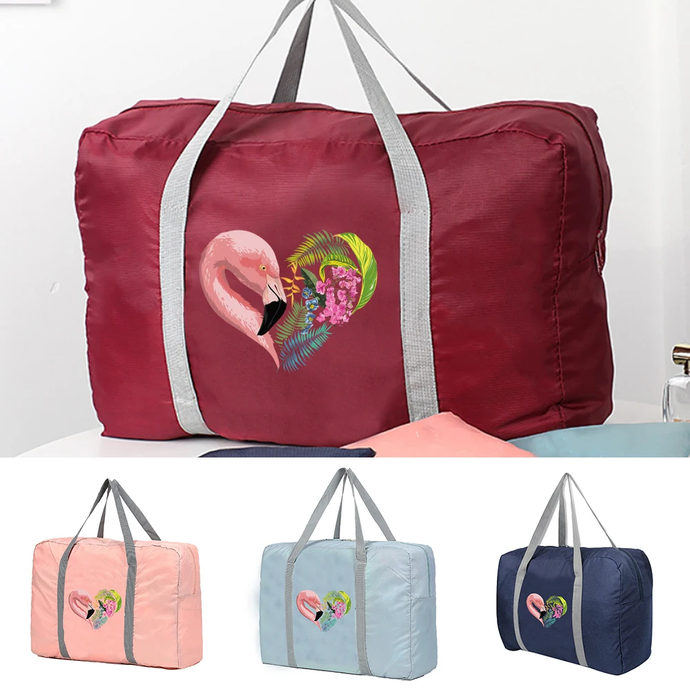 

Foldable Travel Bags Organizer Men Luggage Unisex Clothing Storage Bag Flamingo Love Pattern Duffle Bag Women Handbags Tote