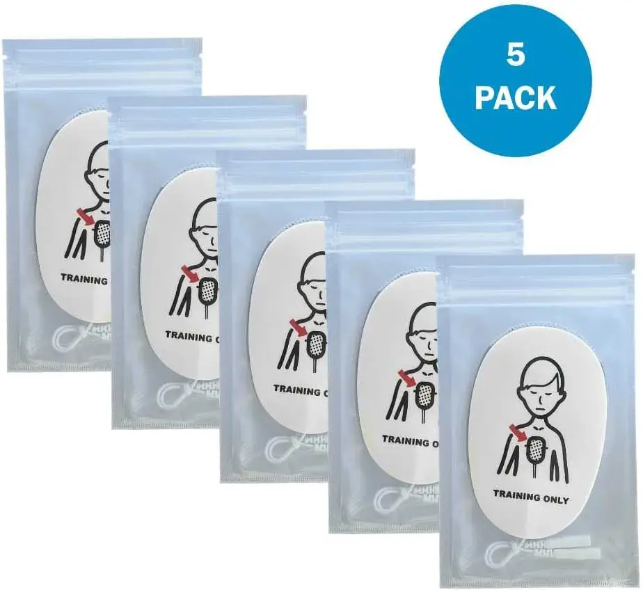 5 عبوات، وسادات تدريب الأطفال/الأطفال من AED للتدريب فقط، وسادات أقطاب كهربائية بديلة، تستخدم مع مدرب XFT-120C+ XFT-120C AED