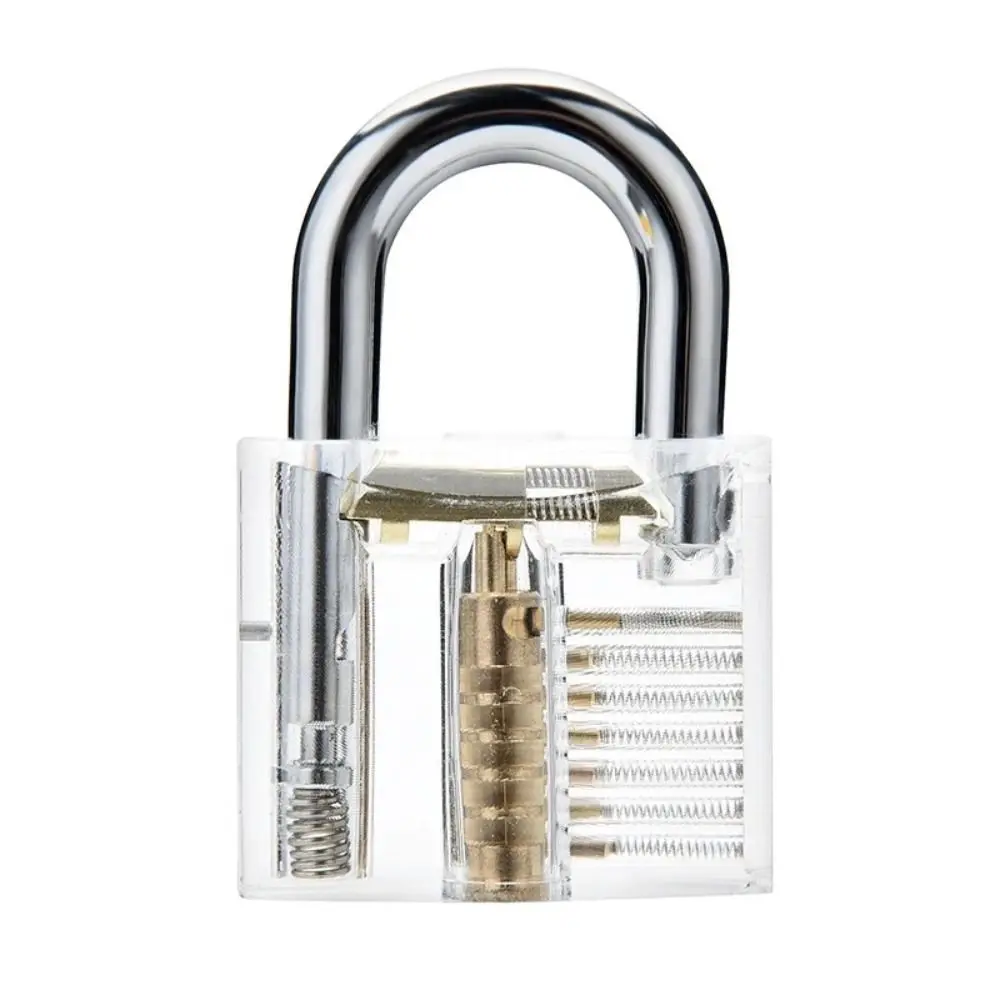 Candado de bloqueo transparente con núcleo de cerradura de plástico, cerradura a prueba de selección, artesanías, cerradura ensamblada manualmente, cabezal de bloqueo grande con llave DIY