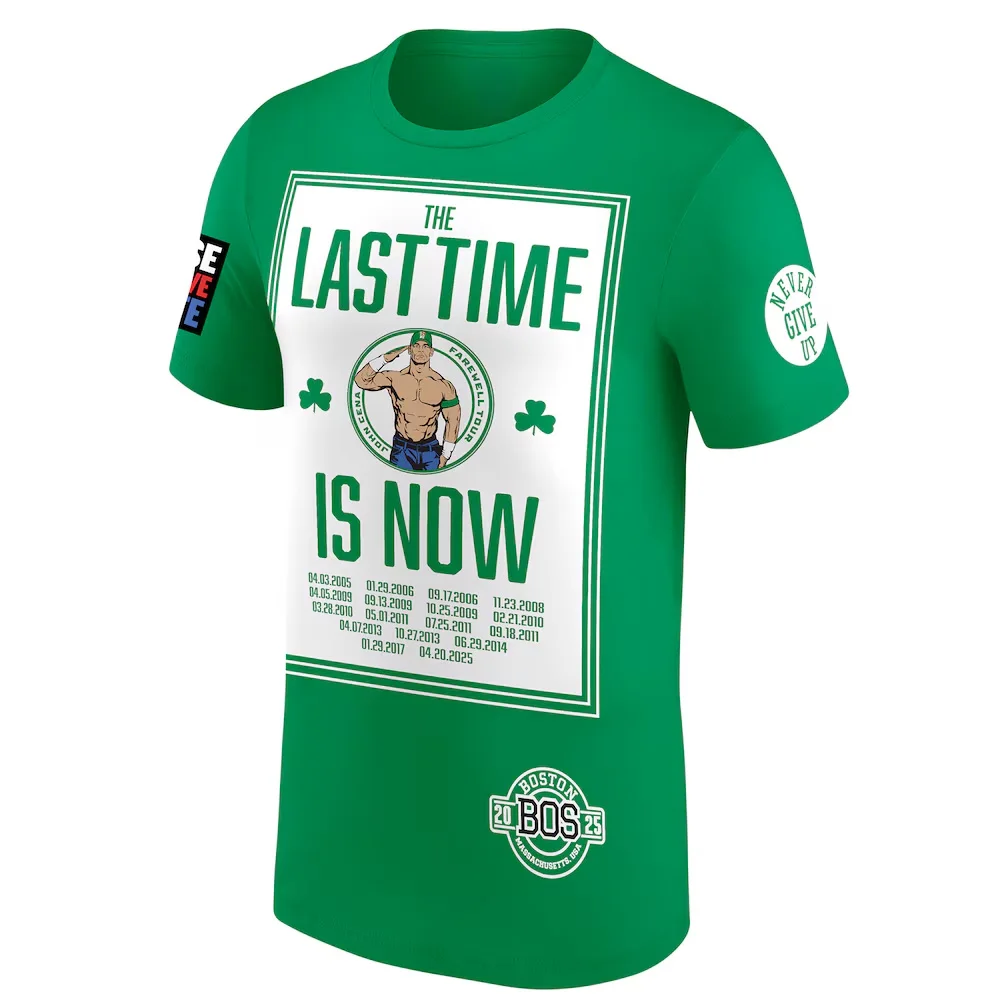 الرجال الأخضر جون سينا وداع جولة 2025 بوسطن تي شيرت ثلاثية الأبعاد الطباعة اليومية عادية سريعة الجافة قصيرة الأكمام حجم كبير المحملة للرجال #2