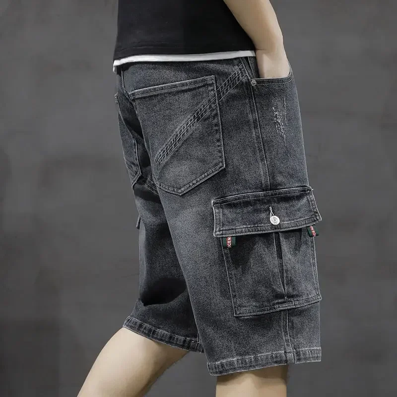 

Men Fashion Baggy Cargo Jean Shorts Mens Mult Pockets Boardshorts Shorts Denim Overall Breeches Loose Shorts Jeans For Men