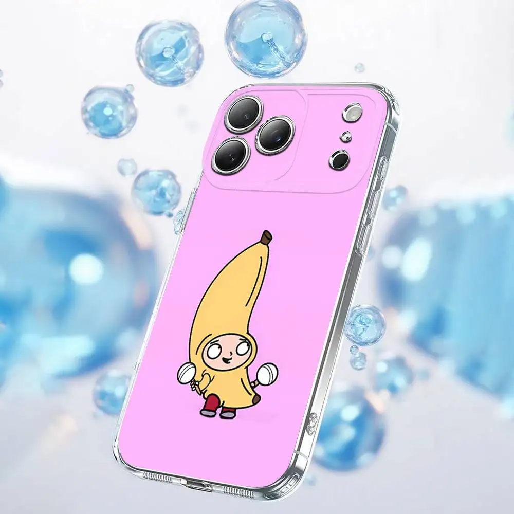 Funda de teléfono divertida con dibujos animados de F-Family Guy para iPhone 17,16,15,14,13,12,11 Plus,Pro,Max,Plus,E,SE4,Air,Mini transparente