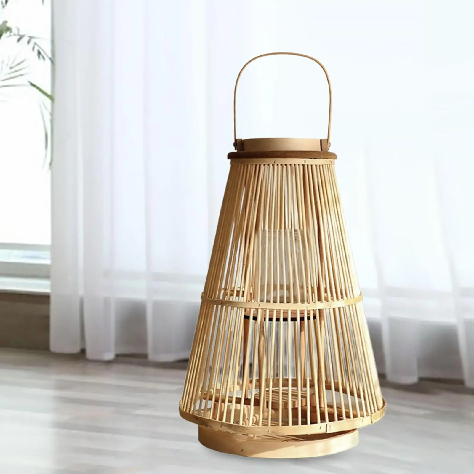 Bamboo Candle Lantern Wooden Candlestick Holder for Dining Room Taper Candle