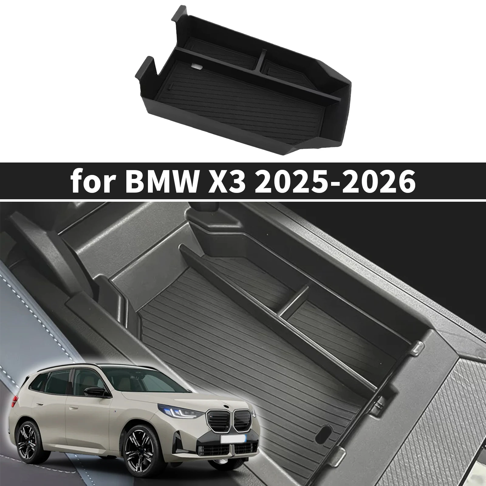 

Для 2025 2026 BMW X3 G45 фланелевый ящик для хранения аксессуаров из АБС-пластика с экраном, ящик для хранения подлокотника автомобиля