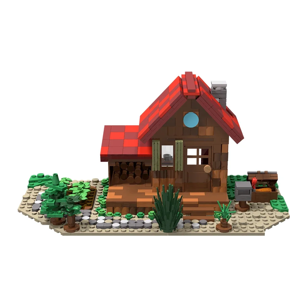 Gobricks MOC Forest Thatched Cottage Rural Towns Stardew Valley Farmhouse Building Blocks Medieval  Architecture Bricks Toy Gift