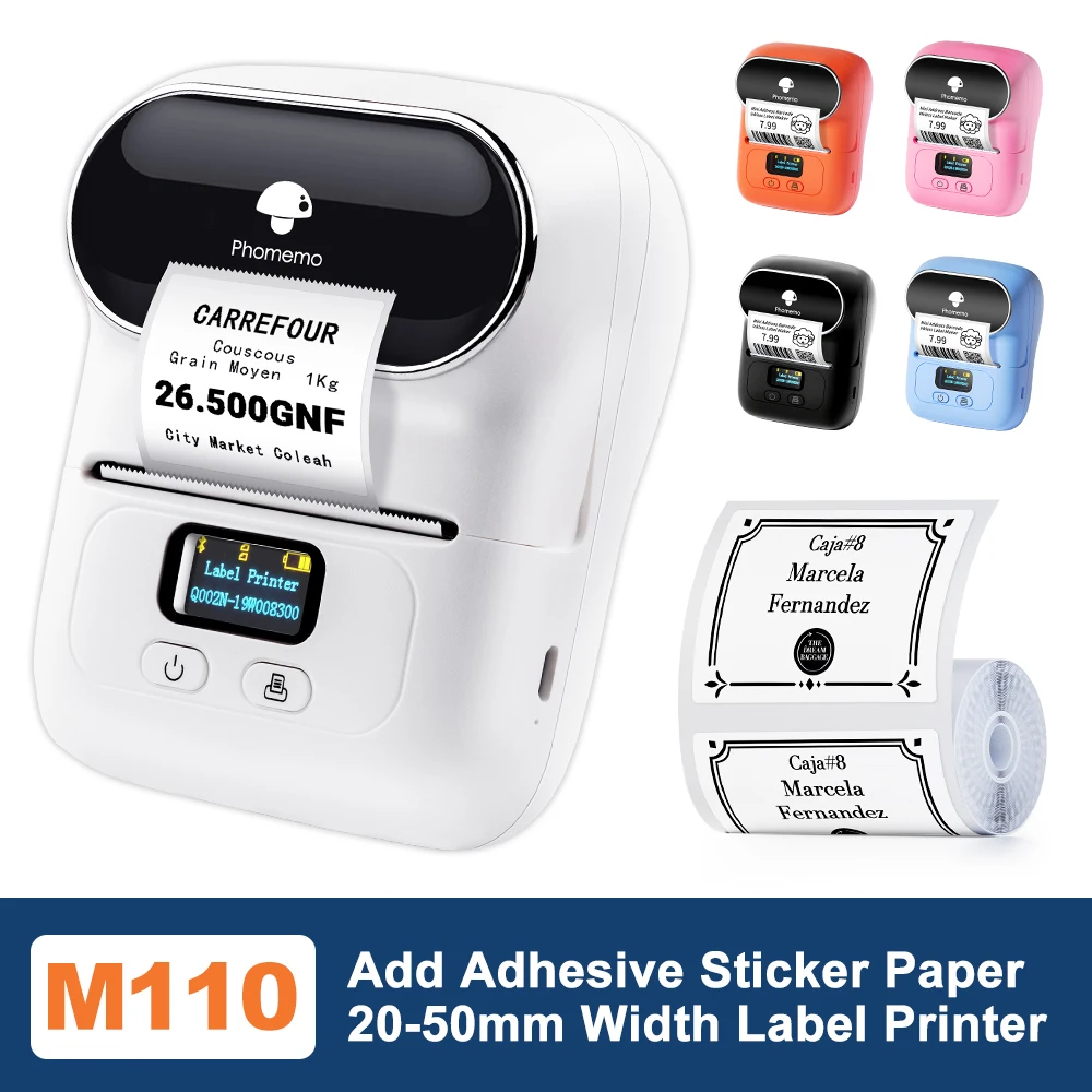 Phomemo M110 Self-adhesive Smart Thermal Label Printer for Business,Barcode Label, Price Tag, Address Wireless Sticker Printer