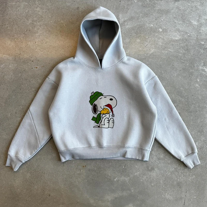 Pull à capuche imprimé dessin animé mignon pour femme, vêtements décontractés, chien anime Kawaii, automne et hiver, nouveau, 2024