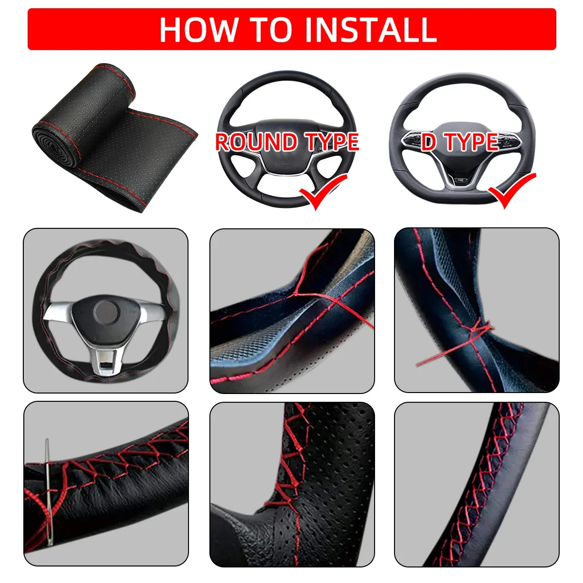 Universal Car Steering Wheel Cover Kits Fits For 15\