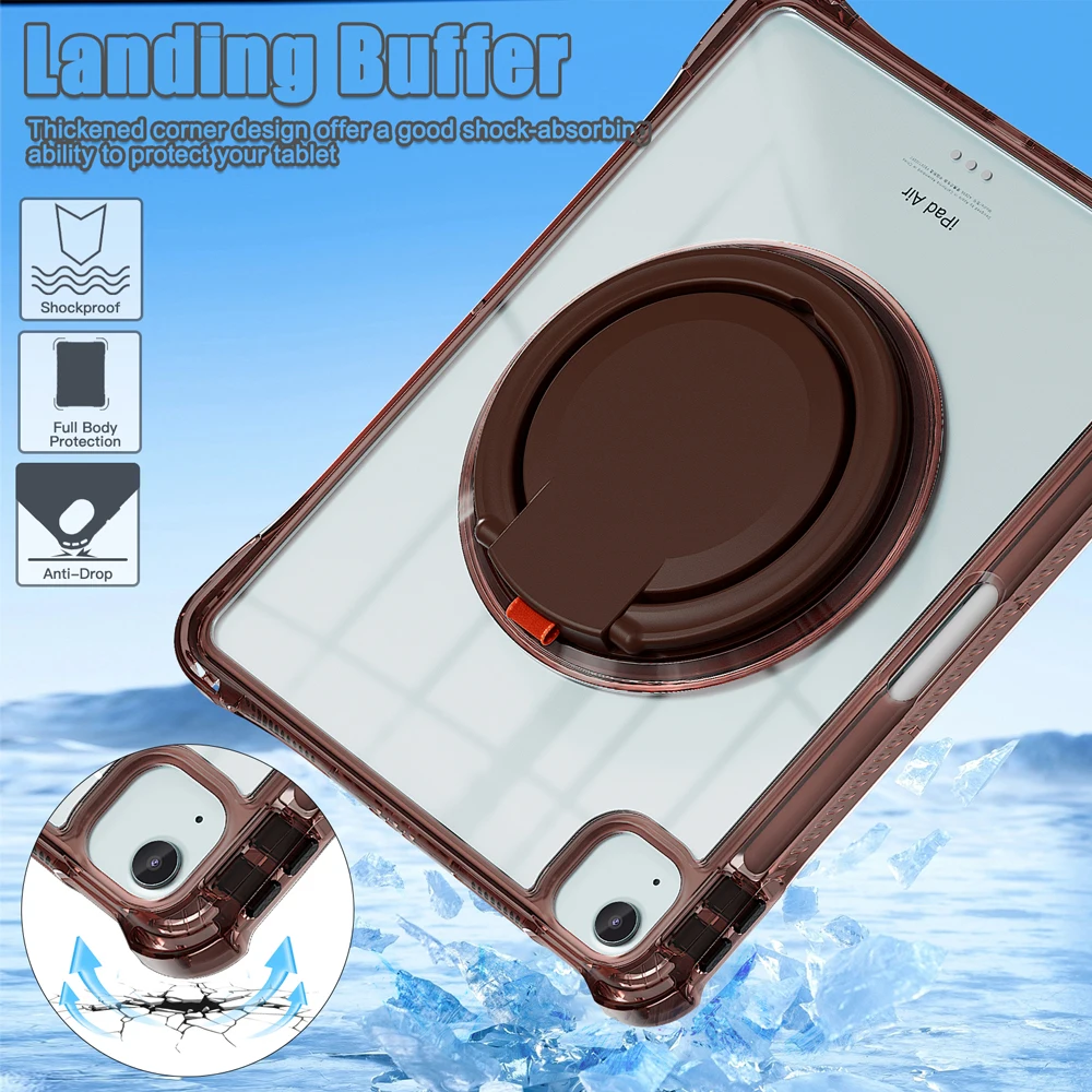 

Прозрачные чехлы из ТПУ для планшетов iPad Air 11 2024 2025 Чехол M5 для iPad Pro 11 2025 A16 2022 2021 Air 5 4, портативный чехол с поворотной подставкой