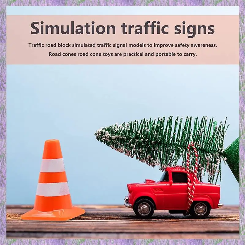 L81A 2025-14 Buah Mini Simulasi Keselamatan Kerucut Segitiga Kerucut Tanda Parkir Jalan Penghalang Jalan, Tanda Kecil