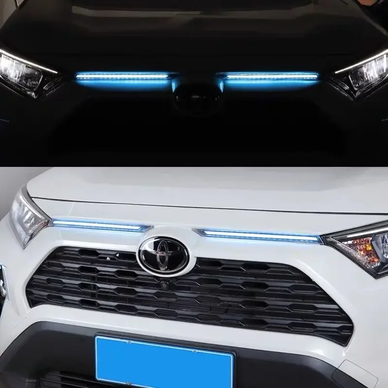 

DRL для Toyota RAV4 2019 2020 2021 2022 аксессуары светодиодный дневные ходовые огни автомобиля крышка двигателя декоративная лампа указателя поворота