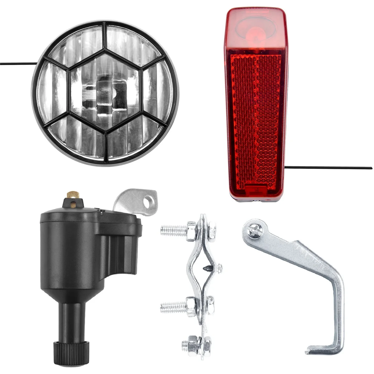 Bike Light Bicycle Motorized Bike Friction Generator Dynamo Headlight Tail Light Kit 6V 3W Bike Accessories