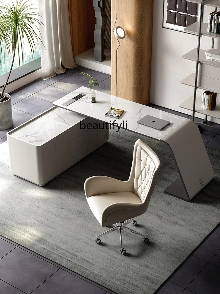 

1184Italian Minimalist Stone Plate Desk Light Luxury Modern Desk Study Home Fashion Computer Desk