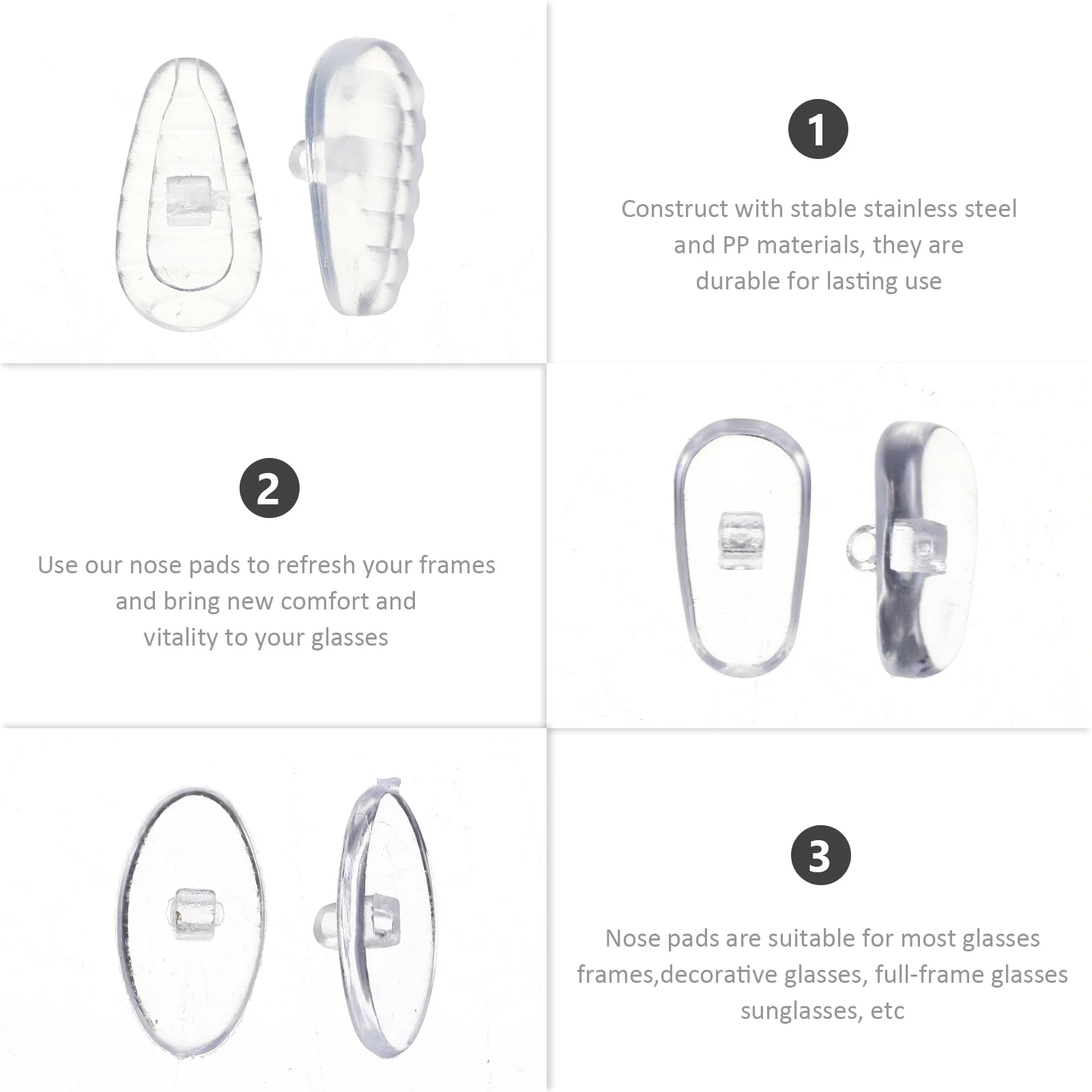 

1Set Glasses Nose Pads Kit Durable Gentle Soft Anti-Slip Stainless Steel Plastic Eyeglasses Repair Tools Storage Box Included