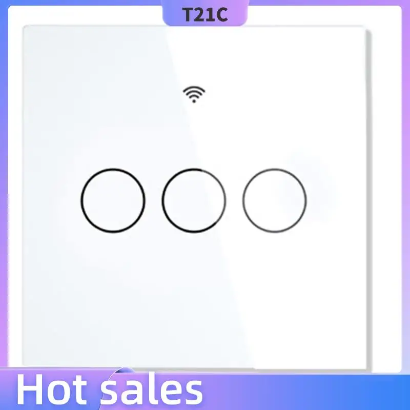 

T21C 1 шт. Wi-Fi умный выключатель света RF433 без нейтрального провода одиночный огонь для Alexa Google Home 220 В ЕС (3)