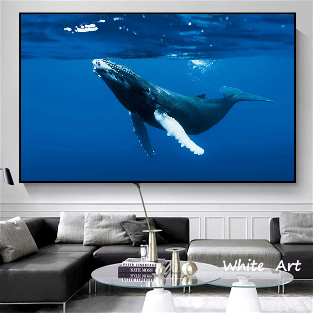 Marine Animal Canvas Painting Whale Humpback Whale Poster HD Print Modern Wall Art Picture Living Room Bedroom Decoration