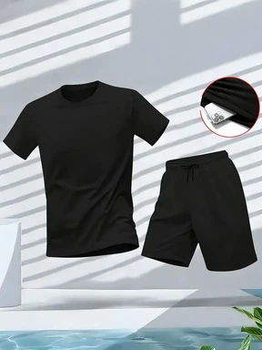 

Men's Suit 2pcs Set Fashion Leisure Comfortable Set Men Including T-shirts Shorts Suitable Sports Fitness Activities Summer