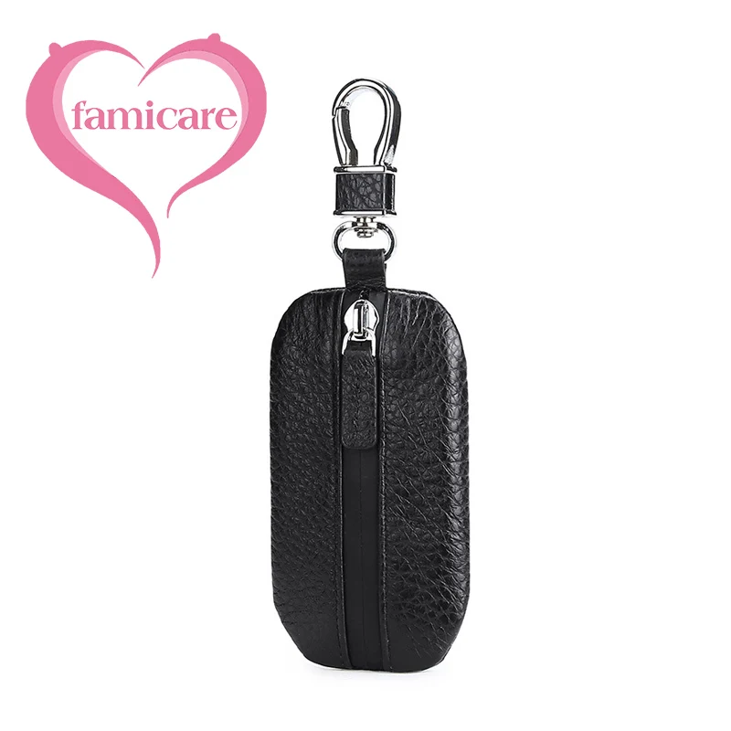 Car Key Case Unisex High Quality Cowhide Genuine Leather Leisure Portable Waterproof Zipper Car Key Pocket Upgraded Design 2024