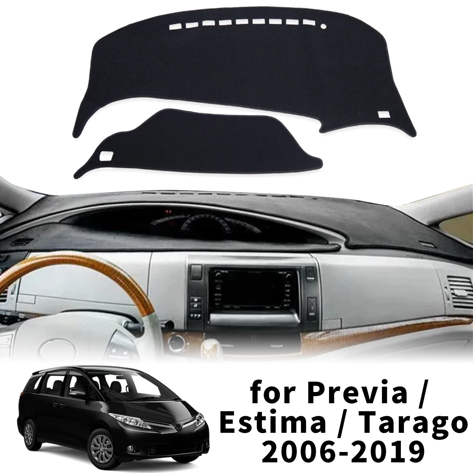 fit for Toyota Previa Estima Tarago 2006-2019 XR50 Dashmat Dashboard Cover Pad Protective Carpet DashMat Sunshade Accessories