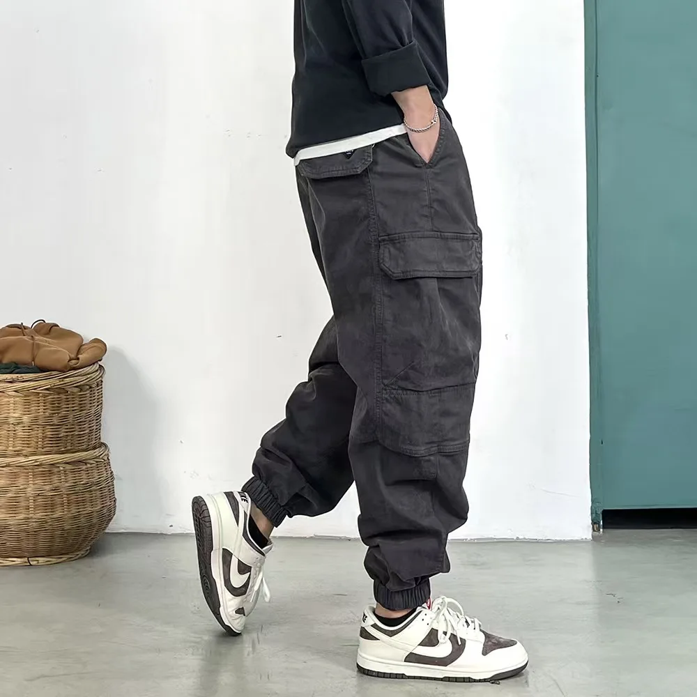 คุณภาพสูงหลวมยุทธวิธี Cargo กางเกงสําหรับชาย Harajuku Casual Joggers เกาหลี Multi-Pocket แฟชั่น Harem กางเกง