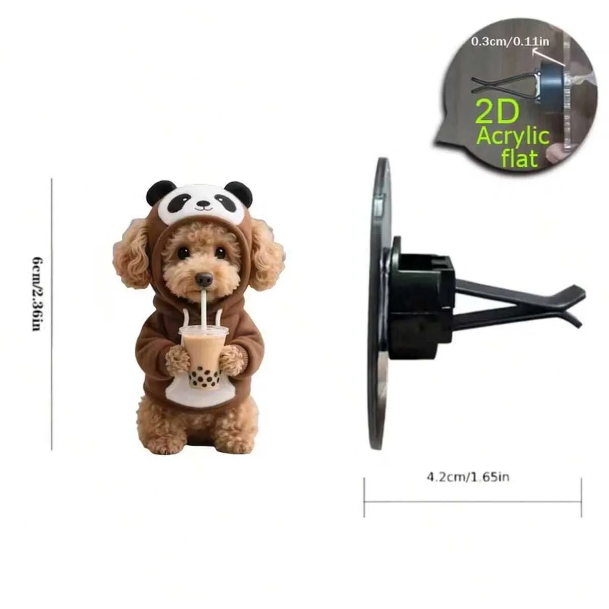 2D Flacher Teddybär-Auto-Lüftungsauslass-Dekorationsclip, Kann zum Trinken von Milchtee Verwendet Werden, Frische Luft im Auto, Niedliches Auto-Interieur – Detail 2
