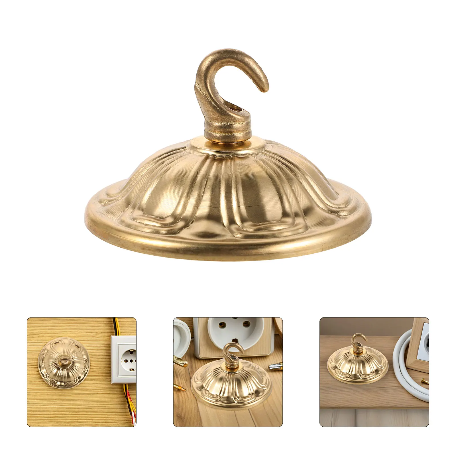 

Golden Copper Canopy Hook Chandelier Accessories Lamp Pendant Mounting Cover Plate Replacement Hardware Parts Ceiling