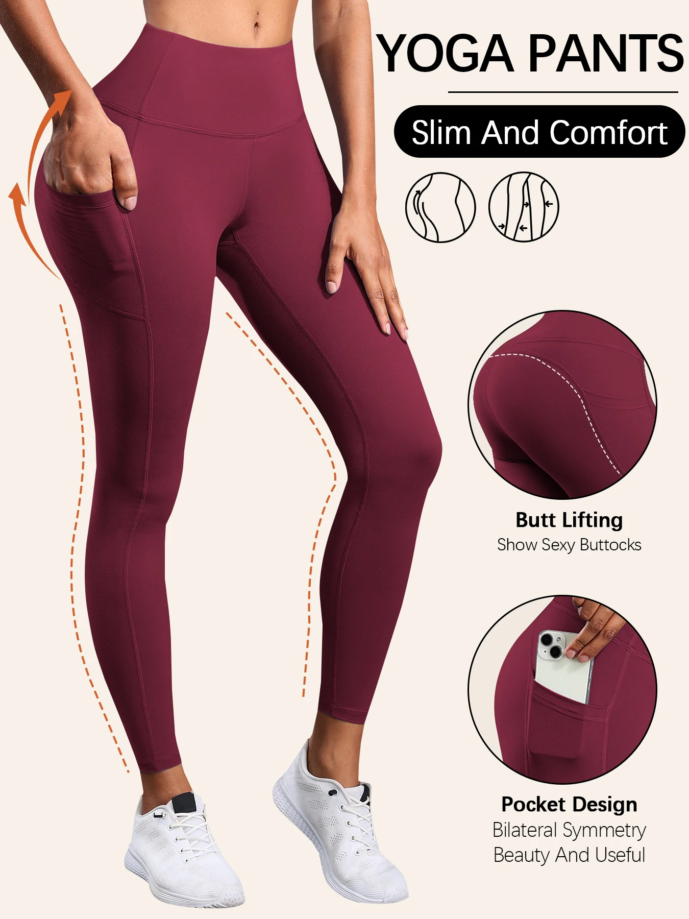 

Супер мягкие спортивные леггинсы с карманами для женщин с высокой талией для тренировок, йоги, бега, пуш-ап, тренажерный зал, фитнес, узкие брюки, женские