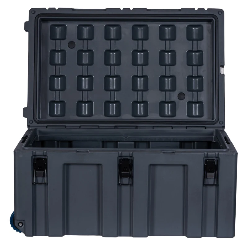 150L LLDPE Cargo Case Rugged Case Hard Plastic Rotomolded Tool Box 4WD Storage Box Grey Color With Wheels