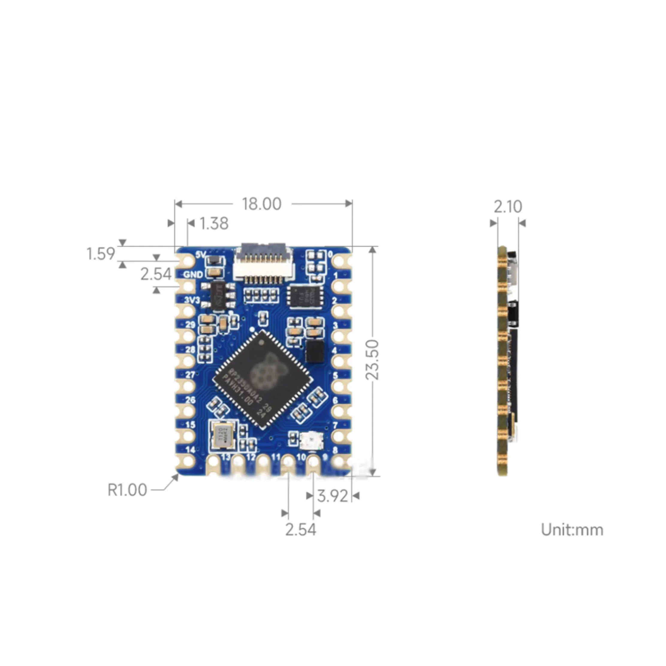 1pcs Raspberry Pi RP2350-Tiny Micro Development Board: Dual-core, dual-architecture processor with MicroPython